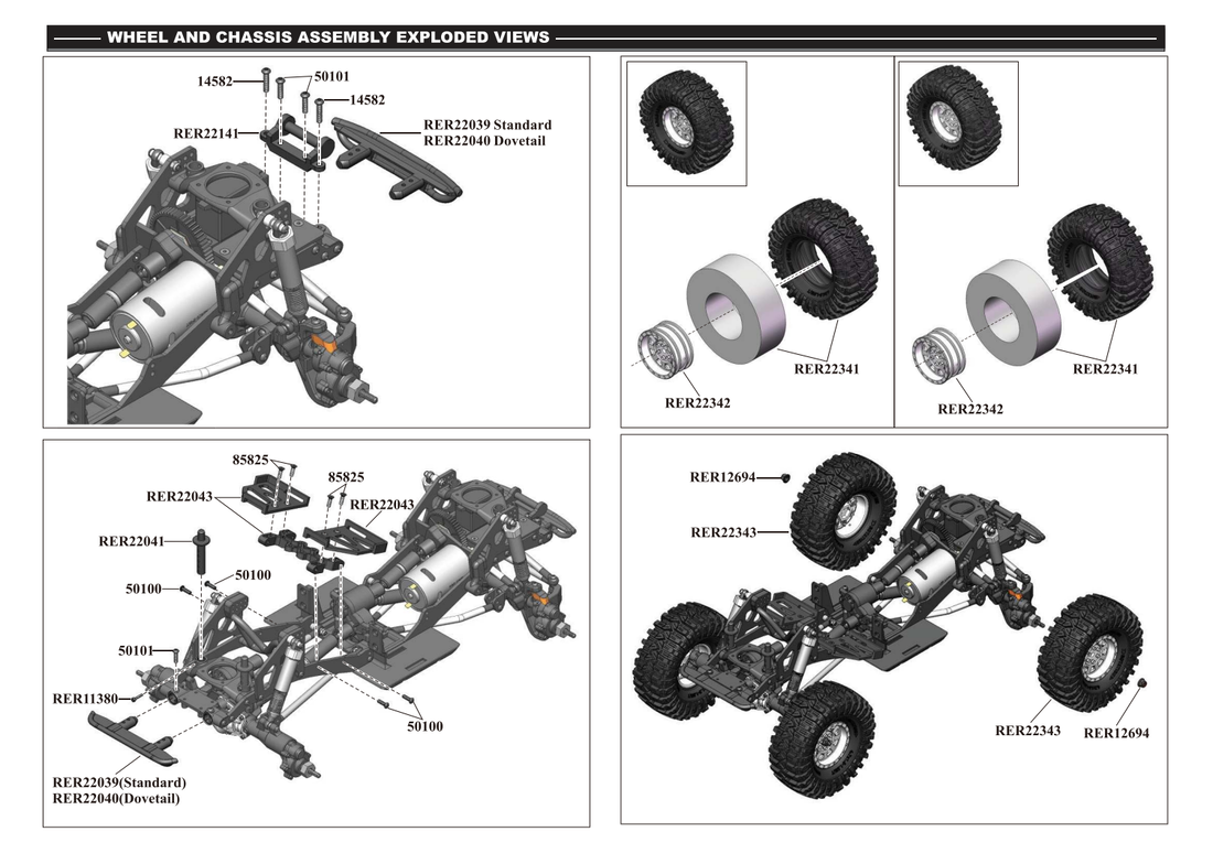 Redcat Ascent Parts Diagram Exploded View - Wheels and Tires
