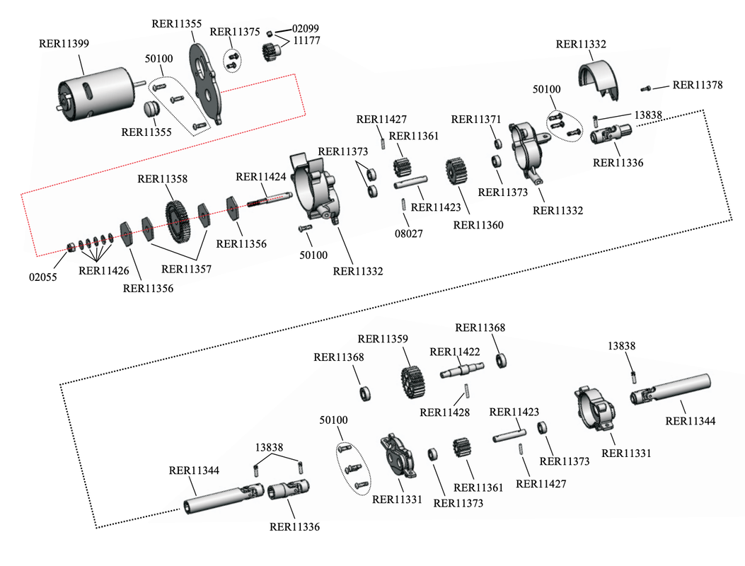 Redcat Gen 8 Transmission Parts Diagram