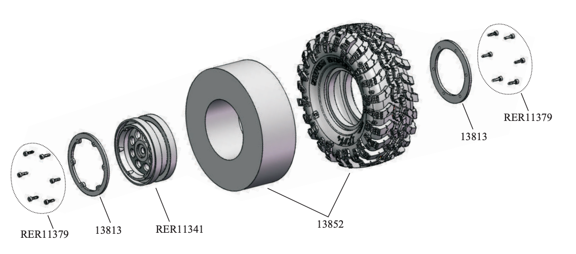 Redcat Gen 8 Wheels & Tires Parts Diagram